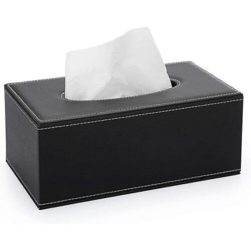 Rectangular Leather Tissue Box Cover - Stylish Tissue Box Holder with Magnetic Bottom, Decorative PU Tissue Box