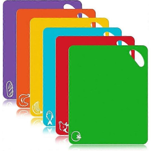 Kitchen Plastic Cutting Board 6PCS Set Extra Thick Flexible Chopping Board, Kitchen Gadgets