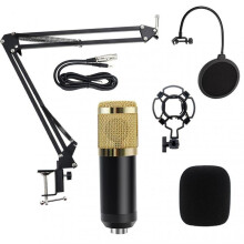1 Set Microphone Set Plug Play Easy To Install Multifunctional Foldable Professional Black Condenser Microphone Kit for Live Streaming