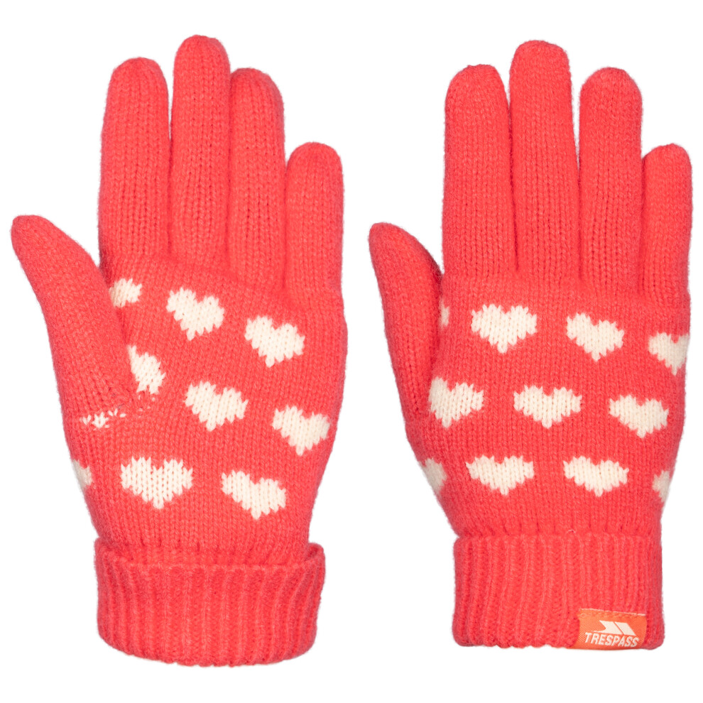 (2-4 Years, Strawberry) Trespass Girls Kids Gloves Heart Print Mary