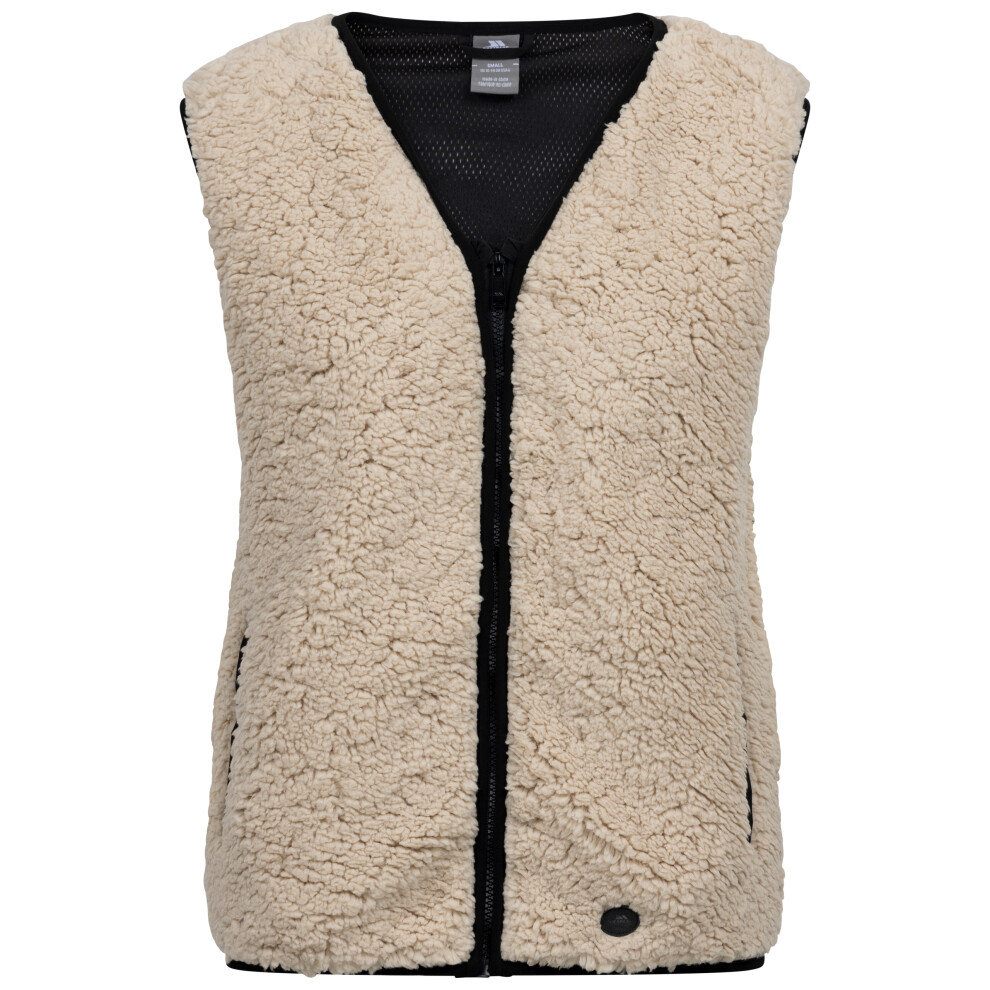 (18, Ivory) Trespass Ladies Fleece Gilet Zip Pockets Sherpa - Roslin