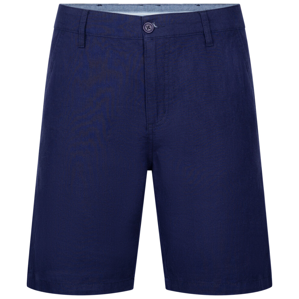 (M, Navy) Trespass Mens Casual Linen Blend Shorts Leam
