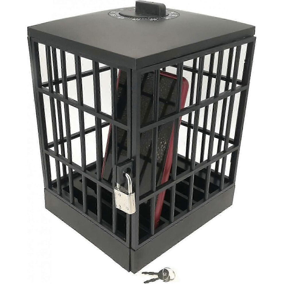 Mobile Prison Cell Phone Jail With Timer, Mobile Phone Jail Cell Phones Stand Holder Lock Up Jail With 60Mins Timer Keys For Home Office Cla 9122581740821