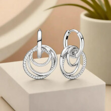 Silver Family Encircled Hoop Earrings Twisted Earrings
