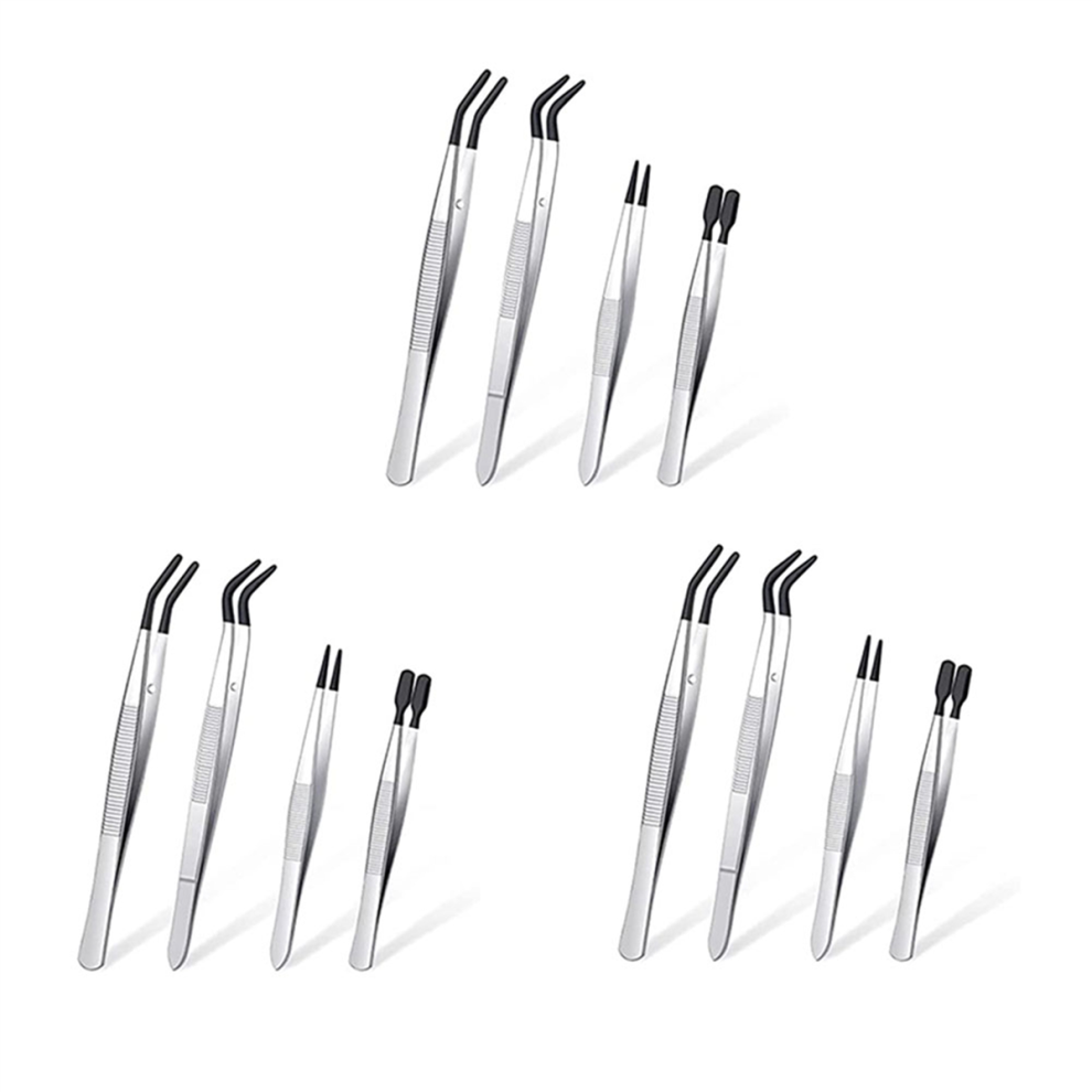 Senza Marchio 4 Pieces Tweezers Set With Rubber Tips Tweezers Pvc Coated Tweezers