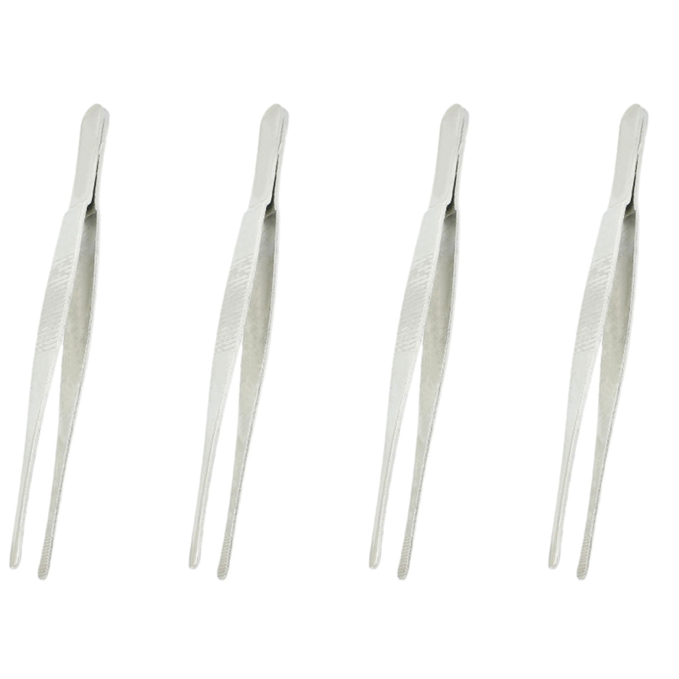 Senza Marchio Silver 5.5 Inch Long Tone Stainless Steel Round Tip Tweezers