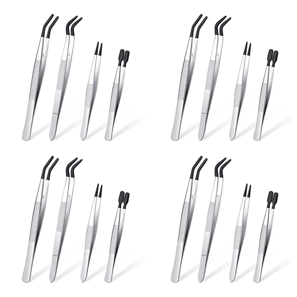 Senza Marchio 4 Pieces Tweezers Set With Rubber Tips Tweezers Pvc Coated Tweezers