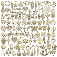 (As show, One size) 100 gold accessories bracelet accessories pendant 100 earrings set diy accessories (Style 7)