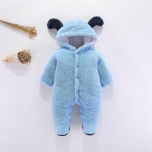 (As show, One size) Newborn Bear Warmer Snowsuit Cotton Fleece Hooded Romper Jumpsuit for Baby Girls Boys,light blue