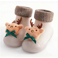 (As show, One size) Style A 15.5cm Non-Slip Baby Girl Winter Christmas Socks Baby Boy Newborn High Sock First Steps Shoes Boots Slipper Floor Socks