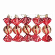 (As show, One size) 5Pcs Red Candy Shaped Christmas Baubles,Christmas Tree Baubles Candy Ornaments, Hanging Christmas Ornaments, Shiny and Glittery for Christmas Party De