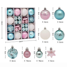 (As show, One size) Christmas Baubles Set, 42 Pieces Plastic Christmas Baubles Set, Christmas Tree Decoration Blue and White Christmas Baubles, Christmas Tree Decoration,