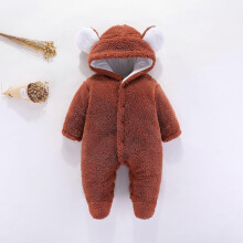 (As show, One size) Newborn Bear Warmer Snowsuit Cotton Fleece Hooded Romper Jumpsuit for Baby Girls Boys,brown