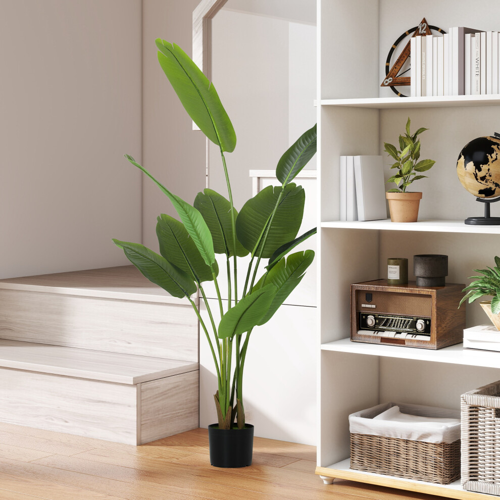 (M) HOMCOM Artificial Bird of Paradise Plant with Flocking in Pot, Green