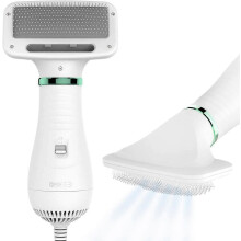 (As show, One size) 2-in-1 Dog and Cat Dryer - Portable and Quiet Pulser Dryer with Slicker Brush - Adjustable Temperature - for Small and Medium Dogs and Cats