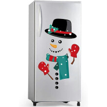 (As show, One size) Christmas window sticker refrigerator magnet sticker, interesting refrigerator magnet Christmas refrigerator decoration, metal door(Snowman Style 4)
