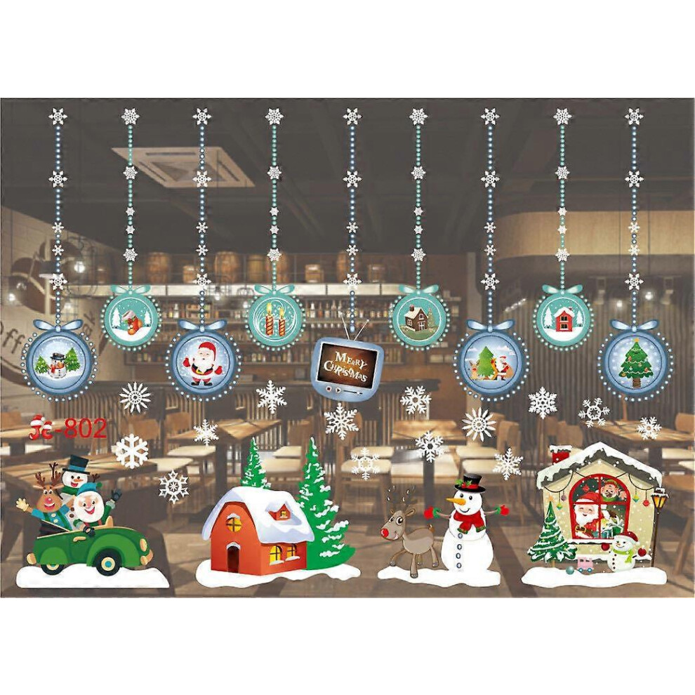 (As Show, One Size) Santa Claus Stickers,Christmas Christmas Tree Snowflake Snowman Window Stickers Christmas Stickers,,Diy Decoration Window Stickers 4704245238704