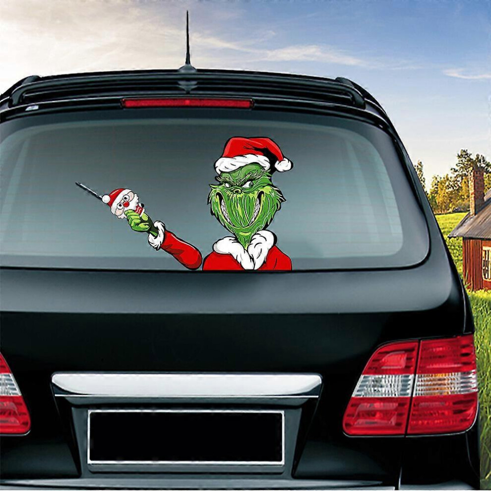 (As Show, One Size) Rear Wiper Decal Christmas Snowman Beckoning Waving Wiper Sticker 3D Animated Funny Christmas(Christmas Fur Monster) Green 4704245238575