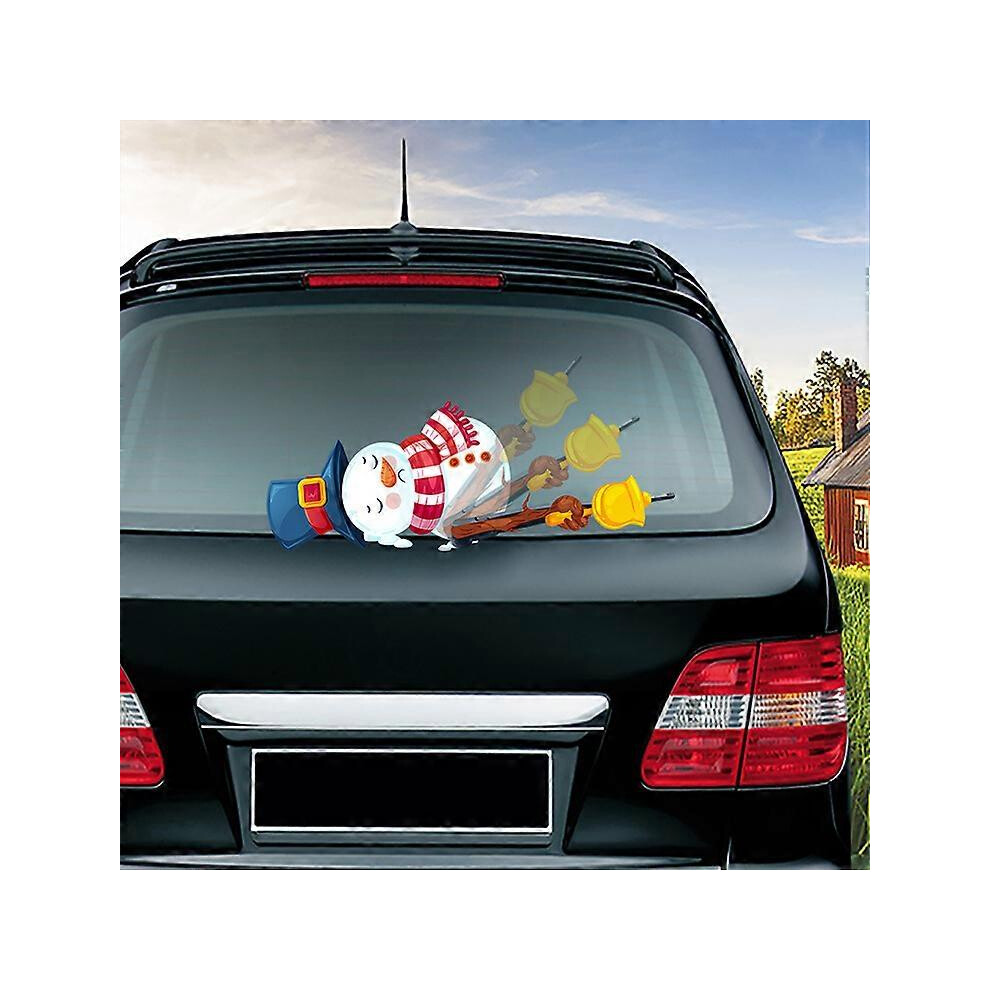 (As Show, One Size) Rear Wiper Decal Christmas Snowman Beckoning Waving Wiper Sticker 3D Animated Funny Christmas(Tilted Snowman) 4704245243555