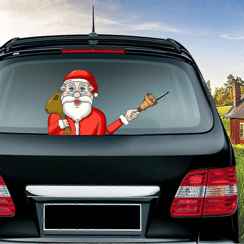 (As Show, One Size) Rear Wiper Decal Christmas Snowman Beckoning Waving Wiper Sticker 3D Animated Funny Christmas(A Christmas Man Carrying A Bundle) 4704245243098