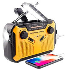 (As show, One size) Solar Radio, Jobsite Radio, Hand Crank Portable Radio, Emergency Radio with AM/FM, 2000mAh-2999mAh Rechargeable Power Bank, LED Flashlight and Reading