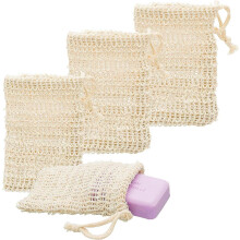 (As show, One size) 4x sac savon en sisal filet savon naturel sachet savon ponge savon 14cm x 9cm(A)