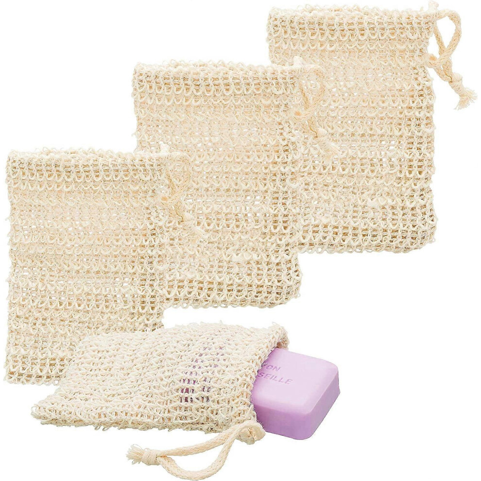 (As show, One size) 4x sac  savon en sisal filet  savon naturel sachet  savon ponge  savon 14cm x 9cm(A)
