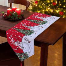 (As show, One size) BHGWR Chemin de table Noel, 180 x 34cm Nappe Nol rouge et chemins rectangle avec motif d'arbre bonhomme neige, longue pour dcoration
