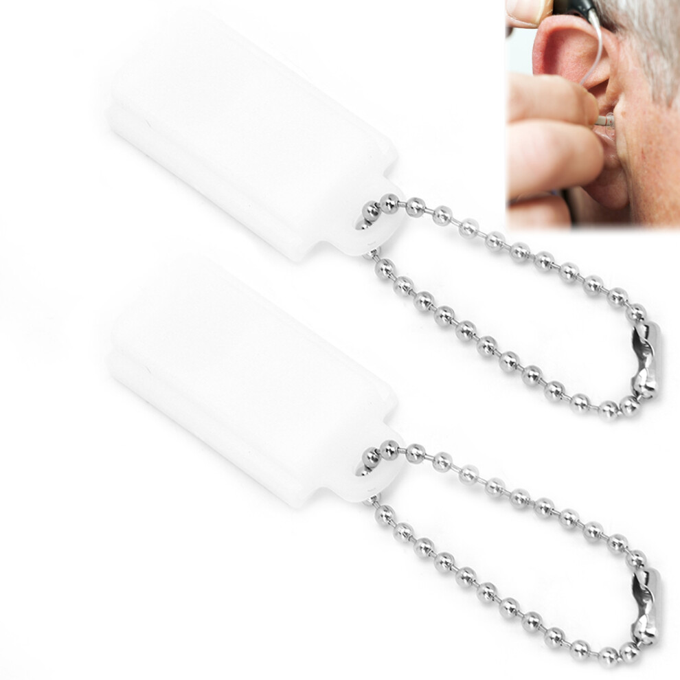 2pcs Portable Hearing Aid Amplifier Battery Caddy Plastic Button Storage Case Holder Box