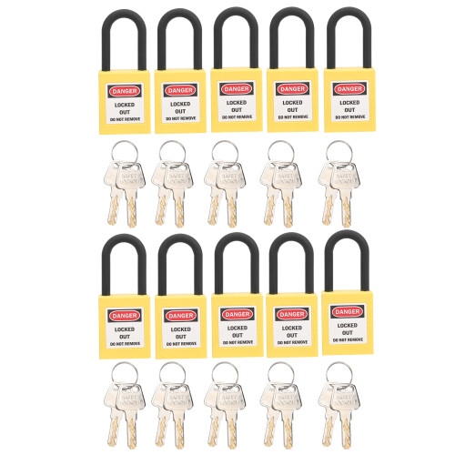 10 Sets 38mm Lockout Lock Dustproof Nylon Industrial Engineering Insulation Security Tool for FactoriesYellow 1