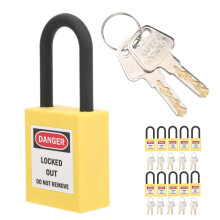 10 Sets 38mm Lockout Lock Dustproof Nylon Industrial Engineering Insulation Security Tool for FactoriesYellow