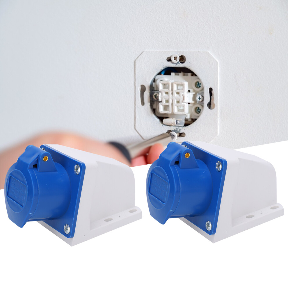 2Pcs Industrial Power Socket 3-Pin Single Phase Explosion Proof Waterproof 16A 3 Hole 220-250V 6941311720895