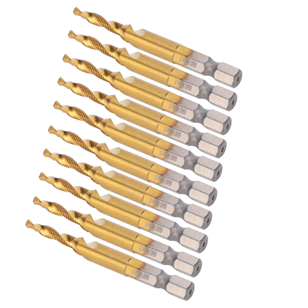10Pcs M4 Hss Screw Tap Kit High Speed Steel 3.3Mm Drill Bits Hex Shank Tapping Tools 8491311722187