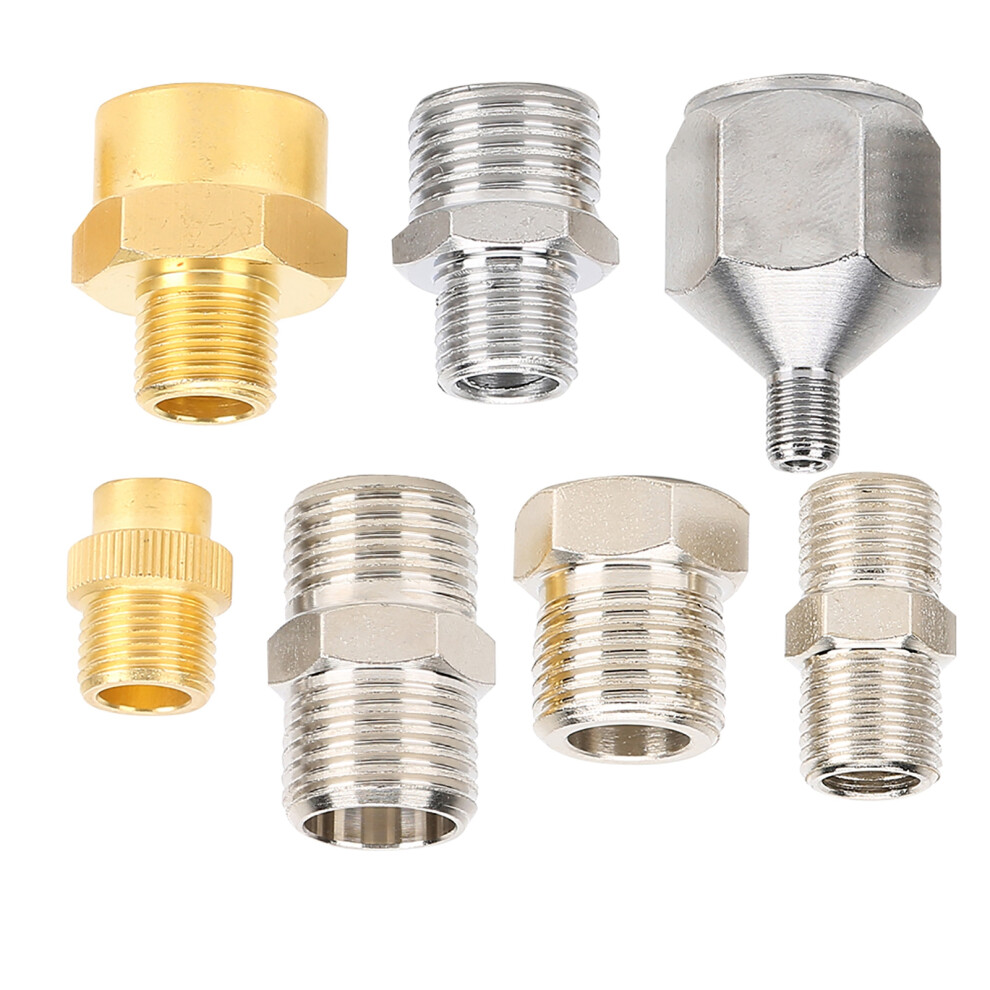 7Pcs Professional Airbrush Adaptor Kit 1/8In 1/4In Bsp Connector For Compressor Airbrush Hose 7651311722650