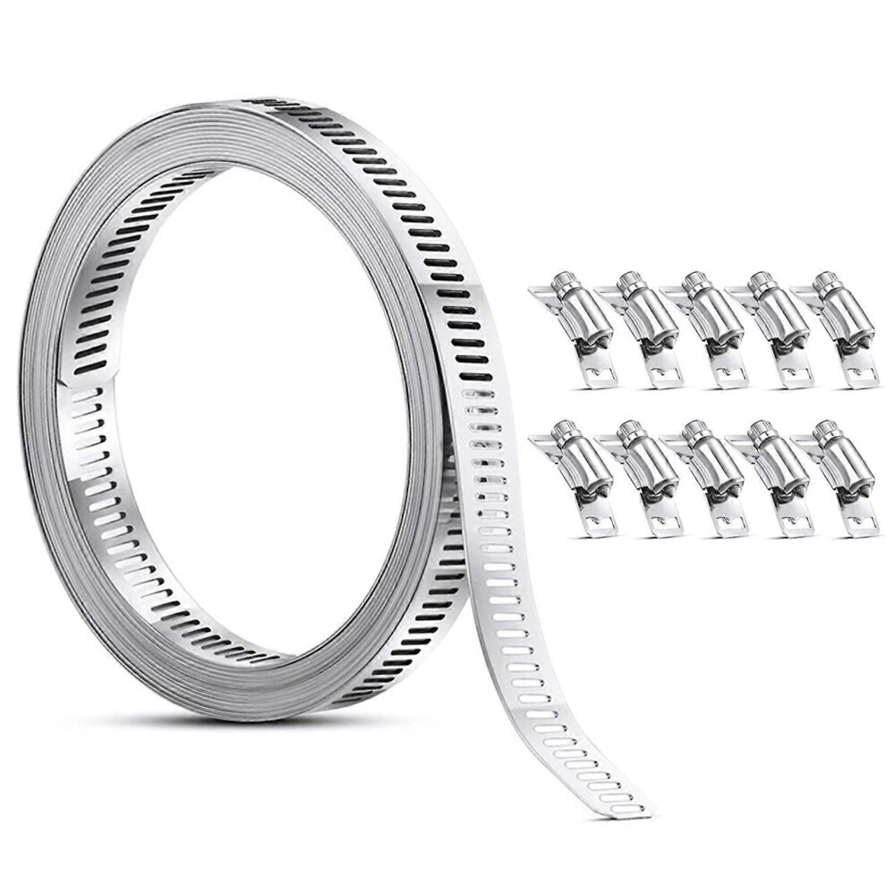 (Hoschen Clip 9.84 Fe, One Size) Hose Clamp Strap Adjustable Diy Pipe Hose Clamp Ducting Clamp 9.84-16.4 Feet 5021775387702