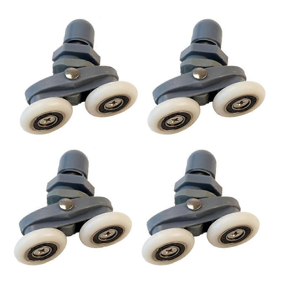 (25Mm, One Size) 4Pcs/Set Plastic Nylon Adjustable Double Swinging Pulley Wheels Shower Cabin Sliding Door Hardware Roller 5021564504488
