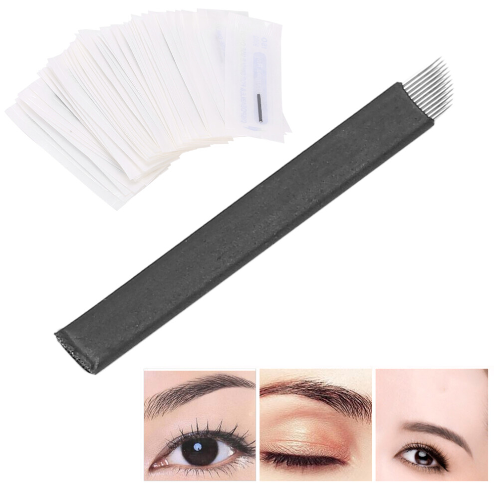 50pcs 0.18mm Microblading Needles Eyebrow Tattoo SemiPermanent Needle Blade(12 Pin )