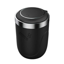 (Black, One size) Car Ashtray with LED Light Push Type Auto Vehicle Cigarette Ashtray Holder Decor