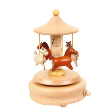 (As show, One size) Wooden Craft Toy Musical Box w/ Magic Roundabout Funny House Tabletop Ornament