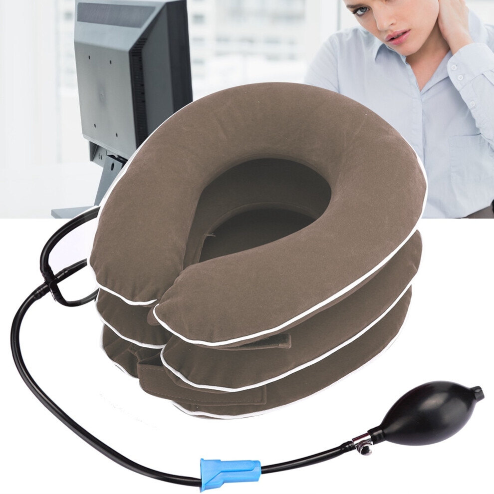 Inflatable Cervical Collar Adult Home Neck Stretching Devices Traction Support BraceGray