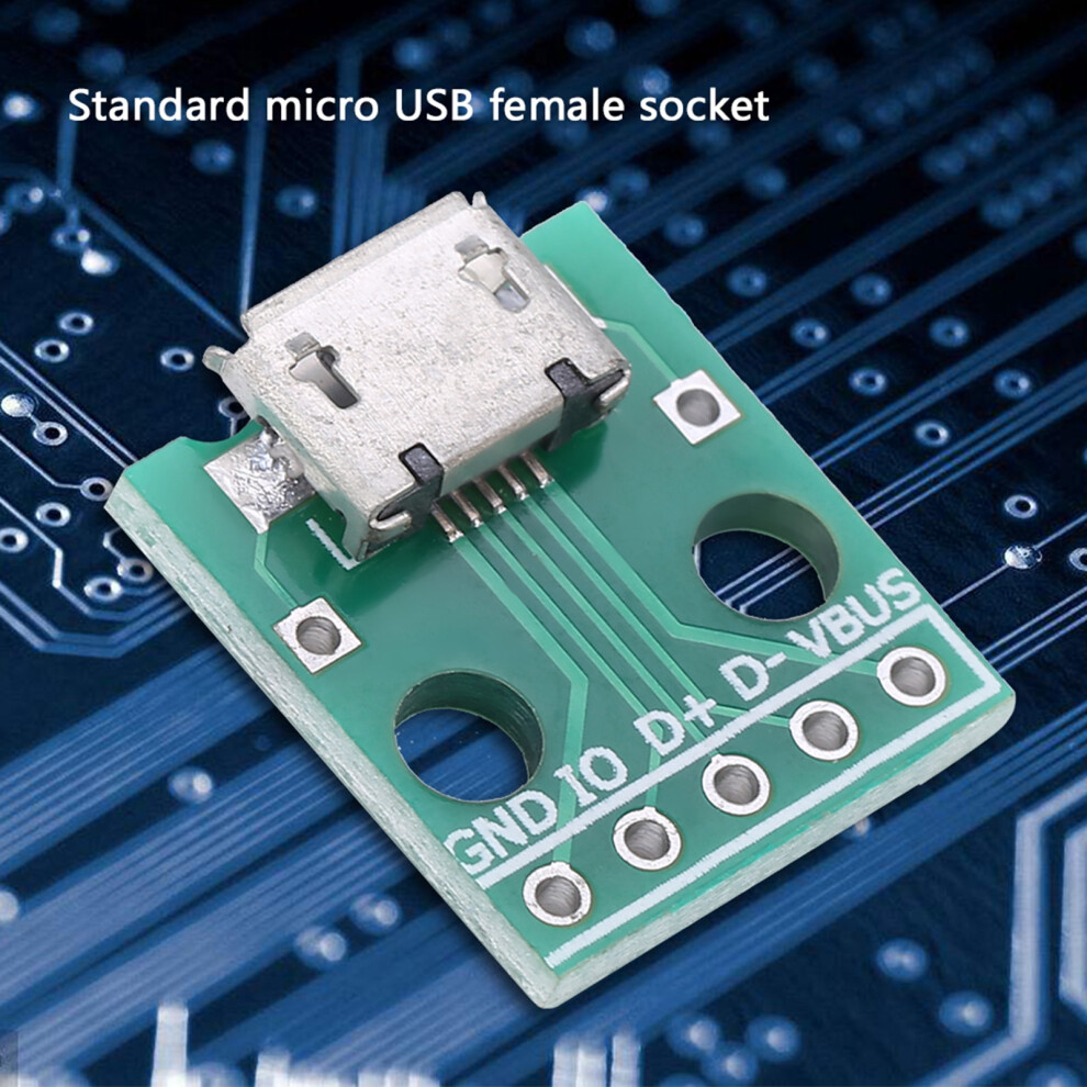 10Pcs Micro Usb Female Socket To Dip Adapter Board 5 Pin 2.54Mm Pitch 8271311728385