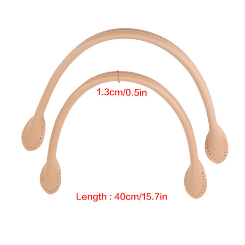 2Pcs Genuine Leather Bag Straps Handle for DIY Hand Accessories Thread Beige 1