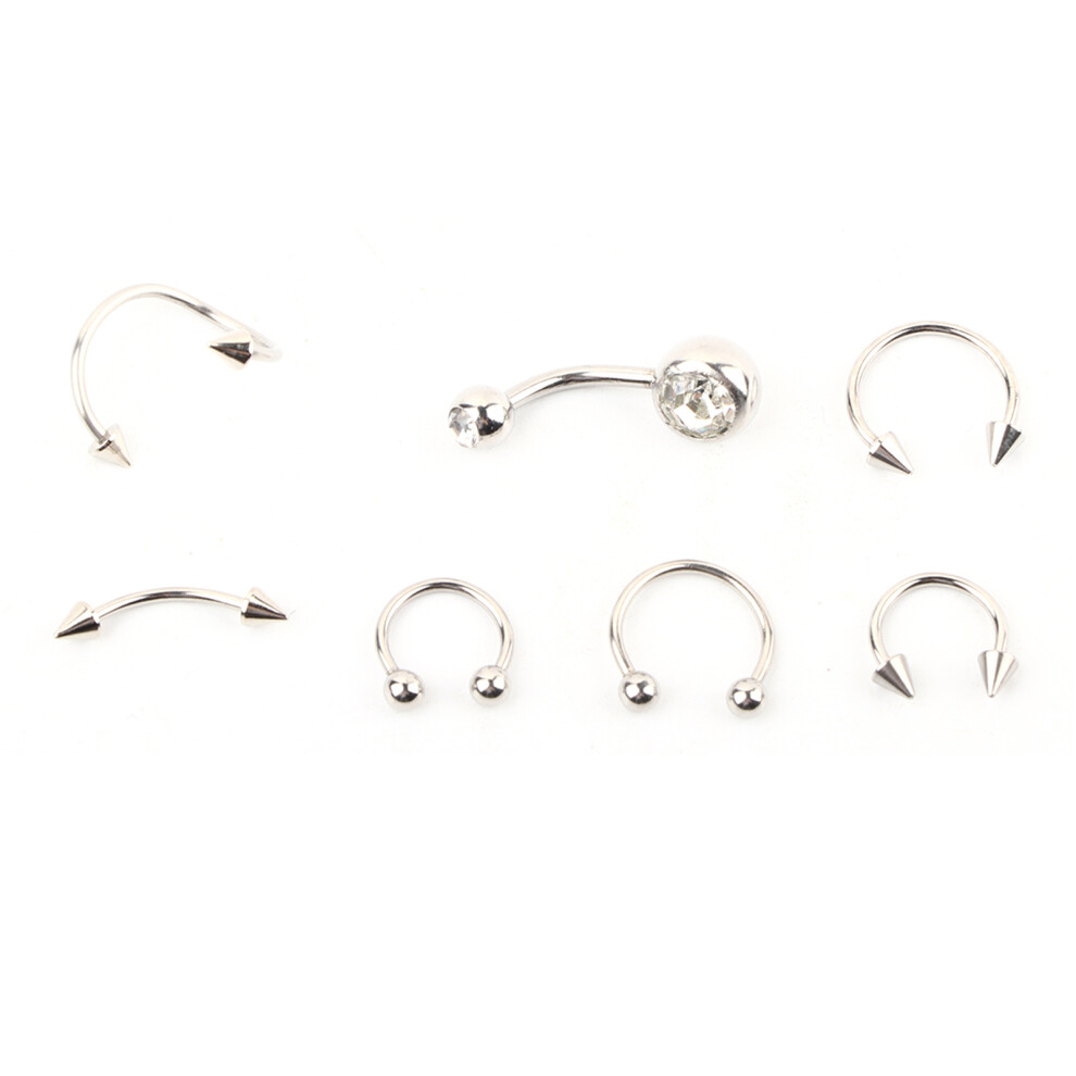 7Pcs Body Piercing Kit Professional Ear Nose Deco Tools Pliers Needles Set With Stud Ring