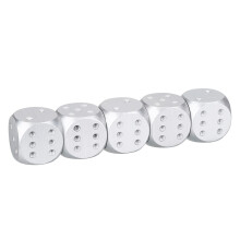 5 Stück Aluminiumlegierung Poker-Würfel-Set mit Aufbewahrungsbox – Silber Quadrat