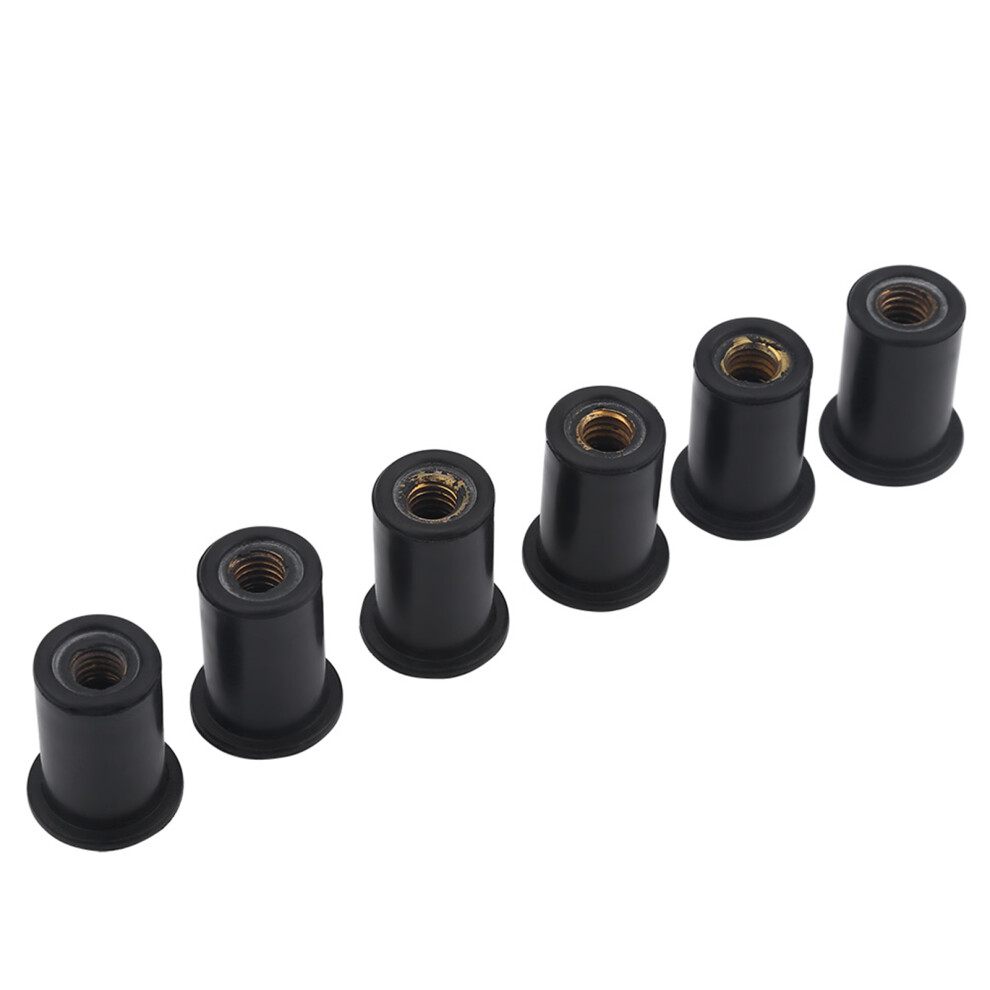 6Pc M6 Durable Rubber Well Nuts Windshield Bolts For Motorcycles Kayak Canoe Boats 9361311734918