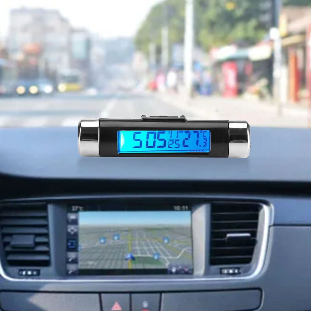 Clip On Truck Car Lcd Thermometer Automotive Digital Backlight Clock Monitor Backlight Blue 4671311734791