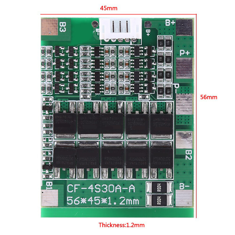 4S 30A 14.8V Li Ion Lithium 18650 Battery Pcb Protection Board Balance With Wire 6931311735135