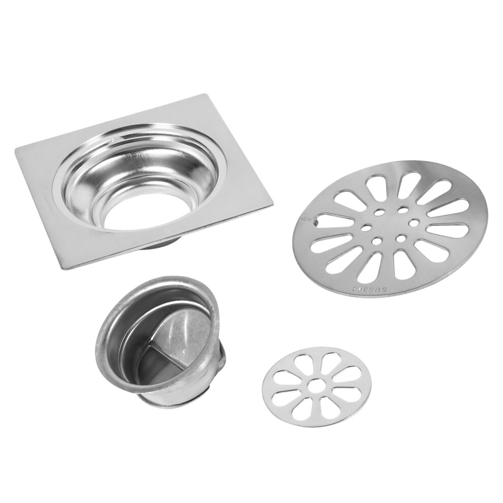 Thick Stainless Steel Square Antiodor Bathroom Floor Drain Cover Waste Gate Shower Drainer (Type 3) 4331311735814