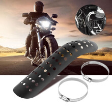 Universal Motorrad-Hitzeschild Schwarz 270x57mm Gebogener Auspuffschutz