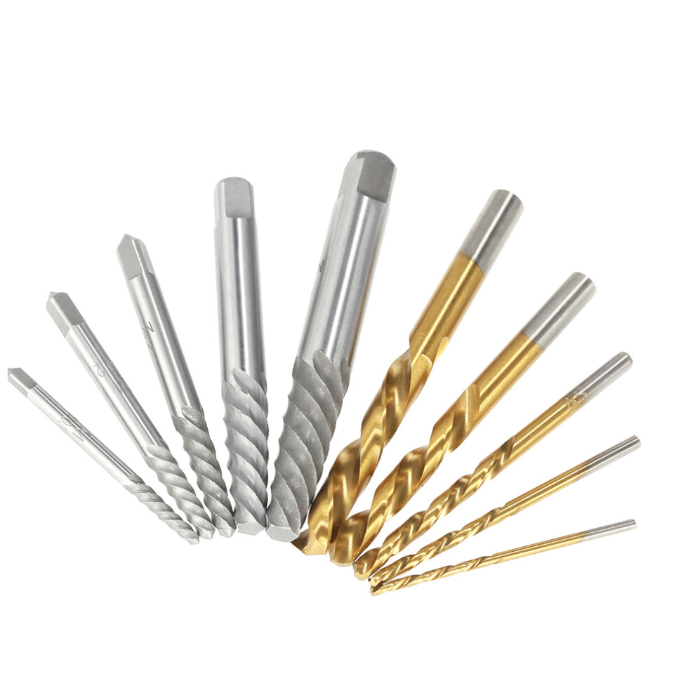 10Pcs Left Hand Drill Bit Broken Bolt Damaged Screw Extractor Set With Metal Case 8441311737339
